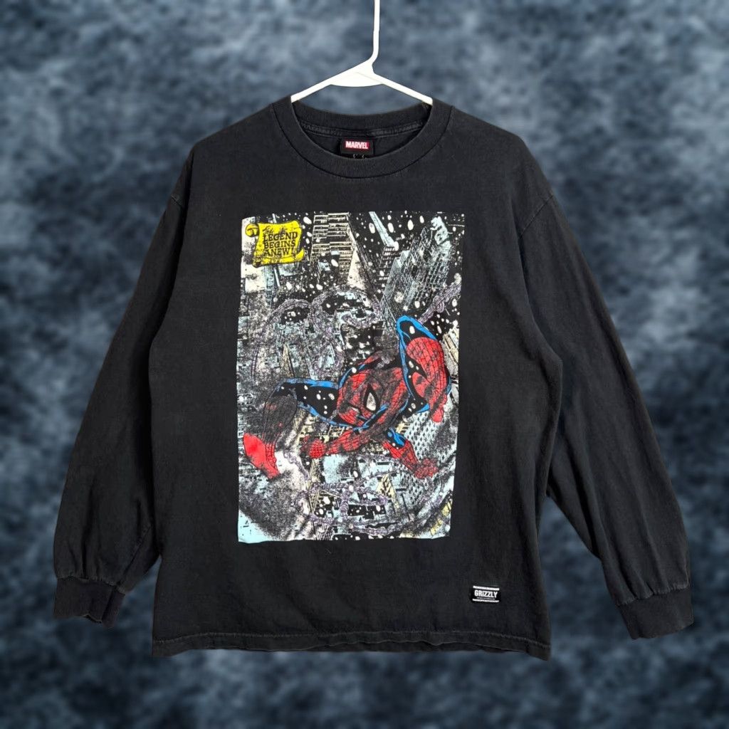 Vintage VINTAGE Marvel Spider-Man Long Sleeve T-Shirt Mens Large Black Crew Neck Graphic The Amazing Grizzly Fits M L 0 Size US L / EU 52-54 / 3 - 1 Thumbnail