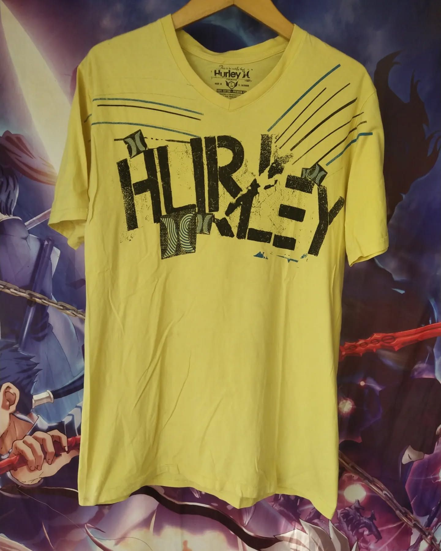 Hurley Hurley Spellout Yellow V-Neck Tee Size US L / EU 52-54 / 3 - 1 Thumbnail