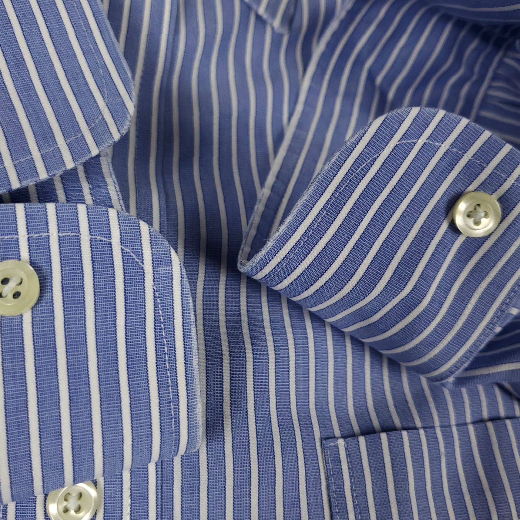 Brooks Brothers Brooks Brothers Shirt Mens 15 Blue Striped Regent Dress Button Up Long Sleeve Regular Cotton Size 40R - 4 Thumbnail