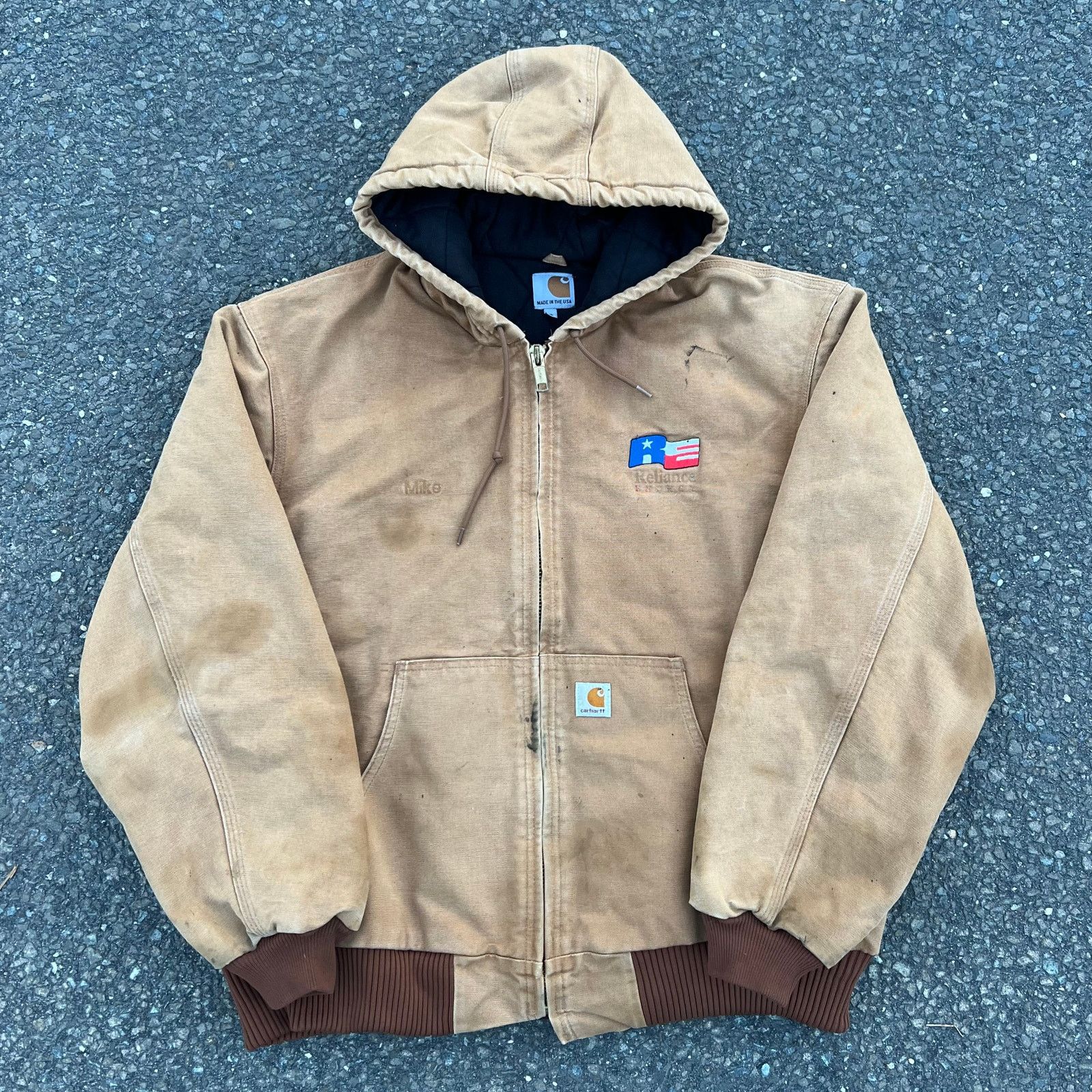 image of Brown Carhartt Work Wear Hooded Jacket, Men's (Size XL)