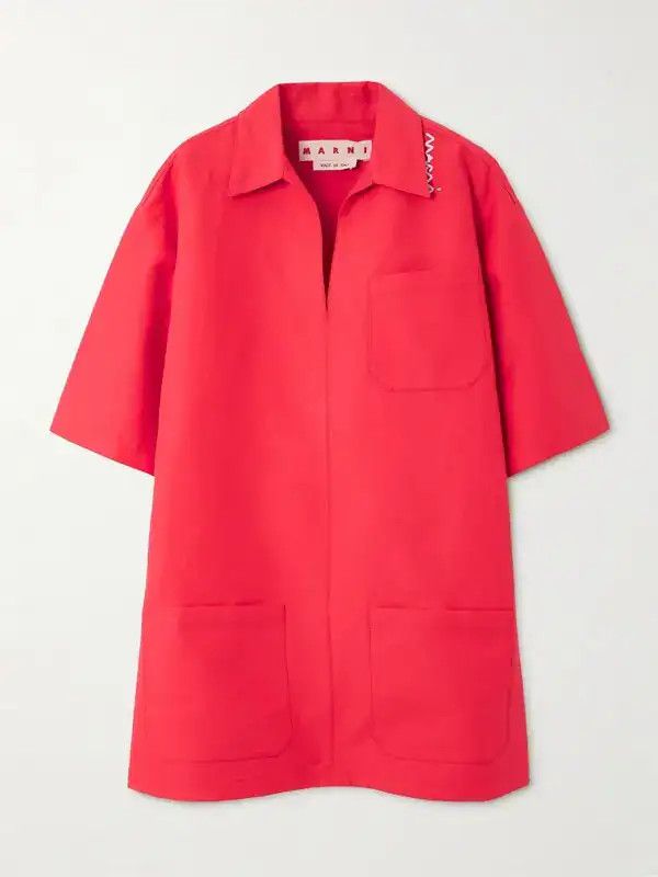 Marni o1w1db10426 Oversized Embroidered Mini Dress in Red Size XL / US 12-14 / IT 48-50 - 1 Thumbnail