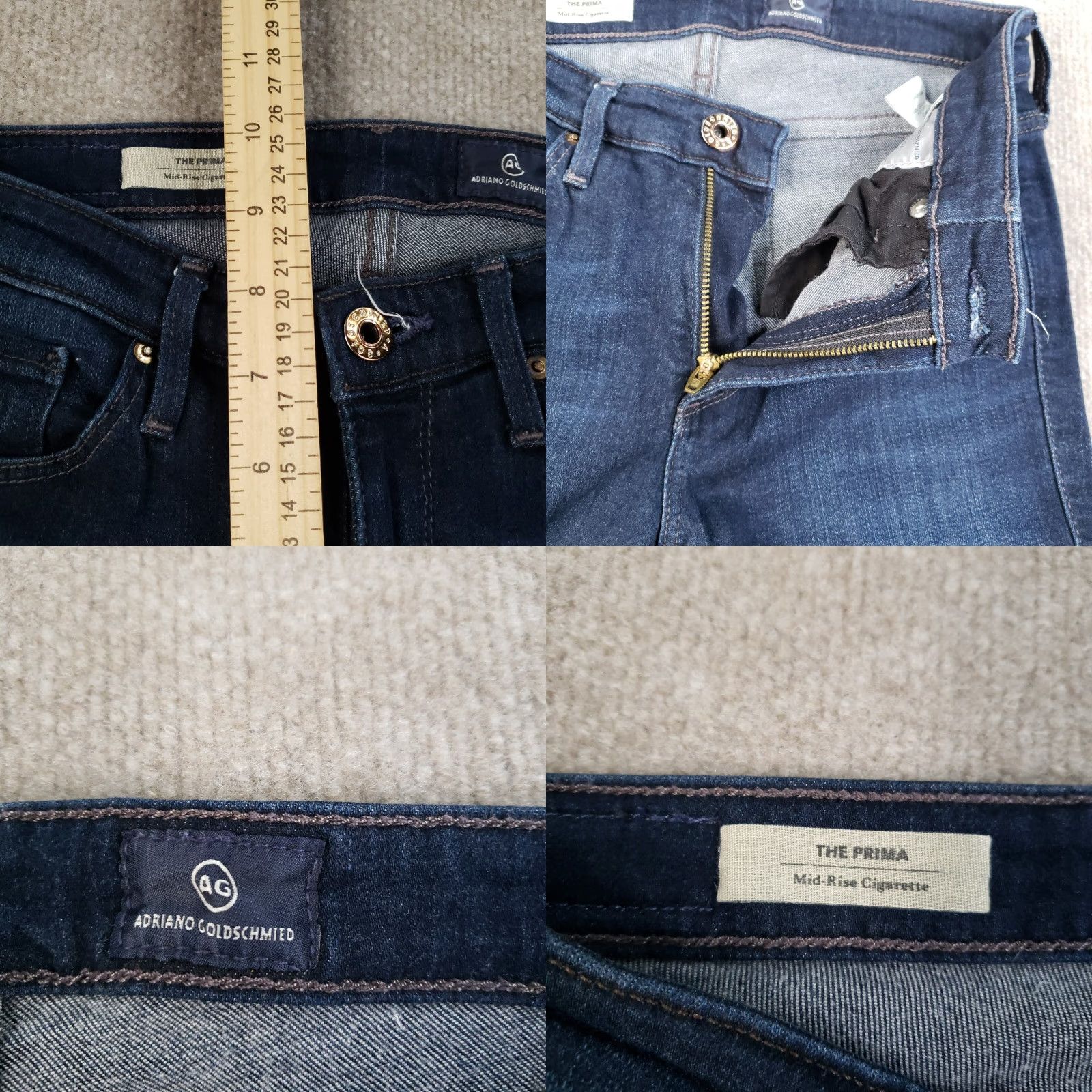 Vintage AG Adriano Goldschmied Jeans Women's Size 26 Mid Rise Skinny Blue Denim 5-Pocket Design Size 26" / US 2 / IT 38 - 8 Thumbnail