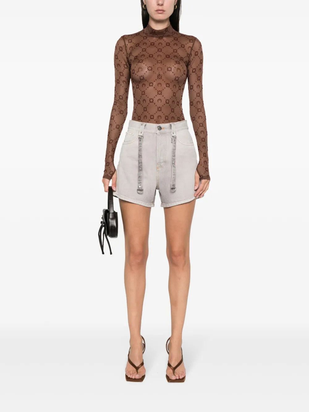 Off-White o1y1225 Denim Short in Taupe Size 29" - 5 Thumbnail