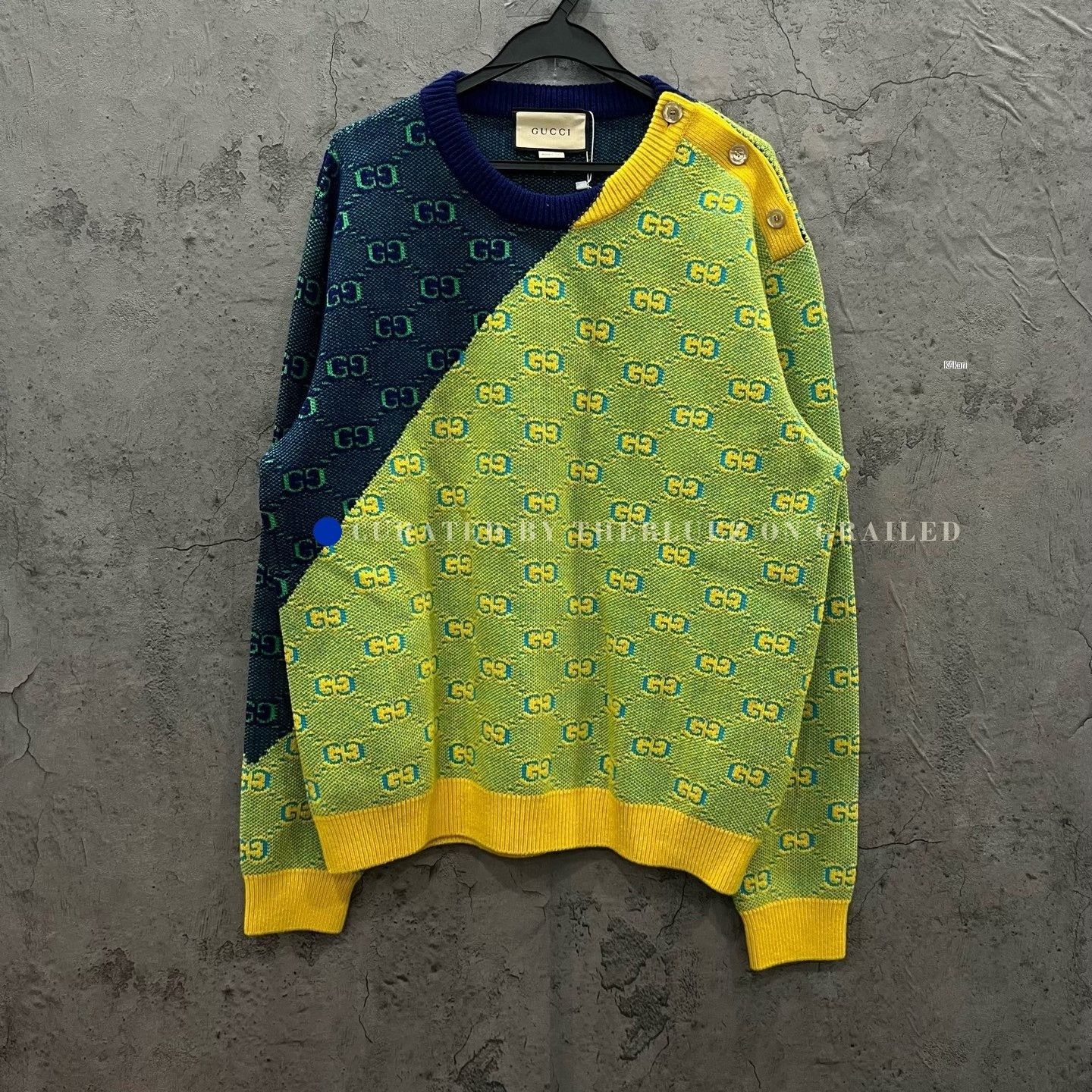 Gucci Gucci Wool Sweater with Blue-Green Print Size US XL / EU 56 / 4 - 1 Thumbnail