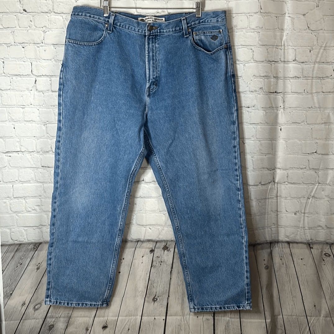 Harley Davidson Harley-Davidson Mens Jeans Straight Leg 42x30 100% Cotton Blue Big & Tall Mens Size US 42 / EU 58 - 2 Thumbnail