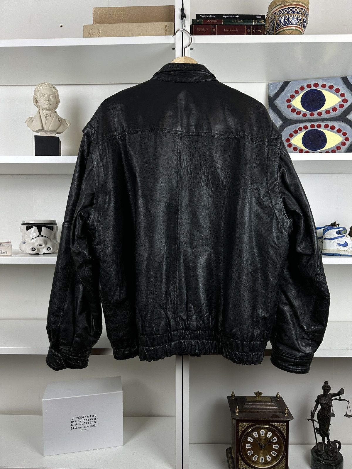 Other Vintage 90s leather boxy quality bomber jacket Size US L / EU 52-54 / 3 - 8 Thumbnail
