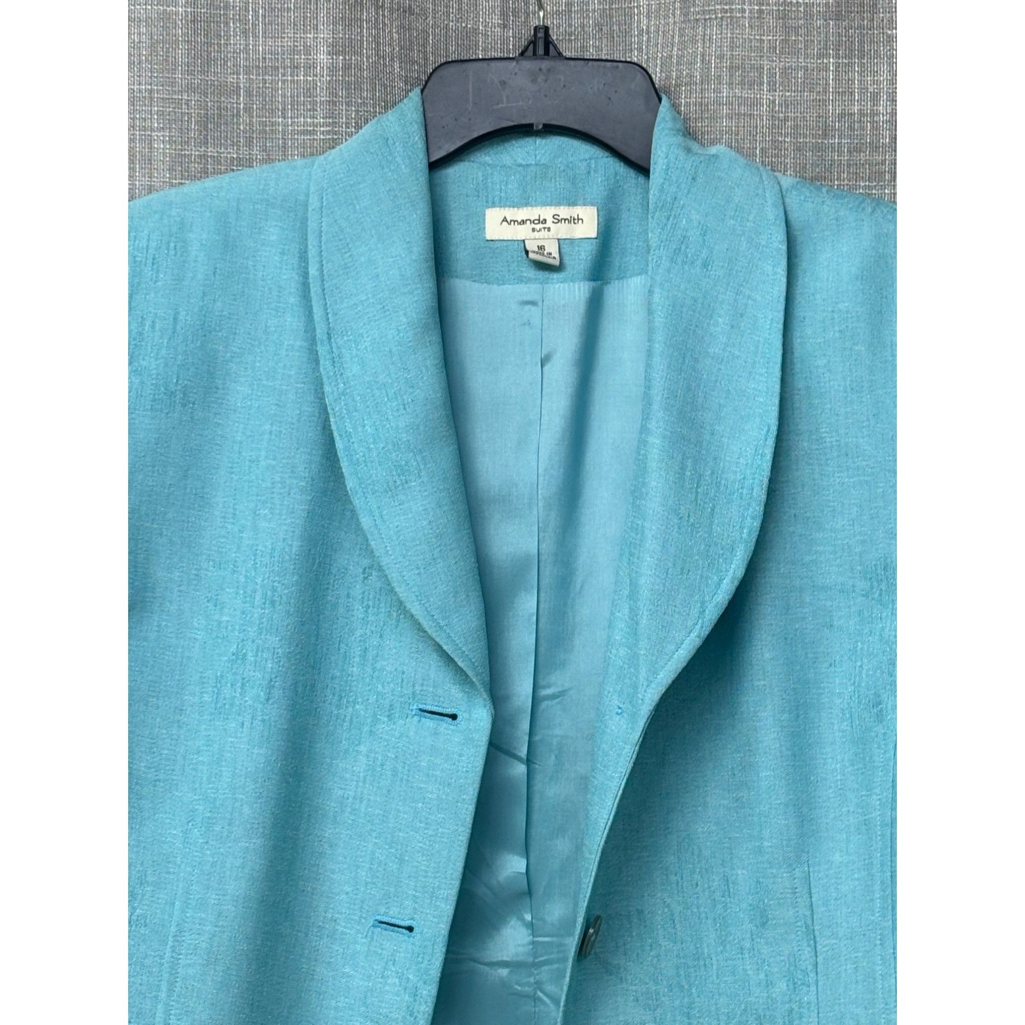 Vintage Amanda Smith Women’s Vintage 2-Piece Turquoise Skirt Suit Si Size XXL / US 16-18 / IT 52-54 - 12 Thumbnail