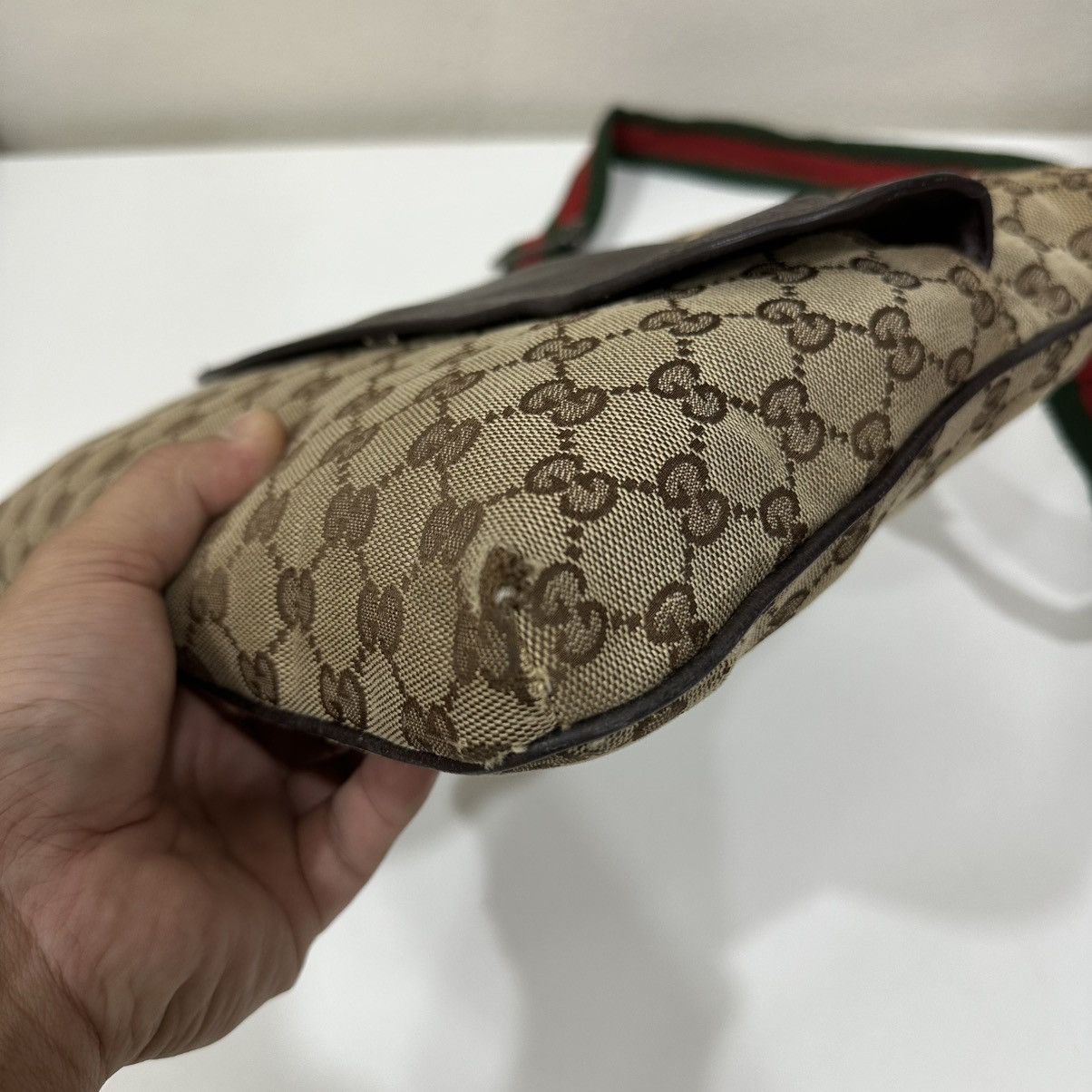 Gucci ‼️LD‼️GUCCI GG CANVAS WEB MESENGGER BAG LEATHER FLAP POCKET 3 Size ONE SIZE - 9 Thumbnail