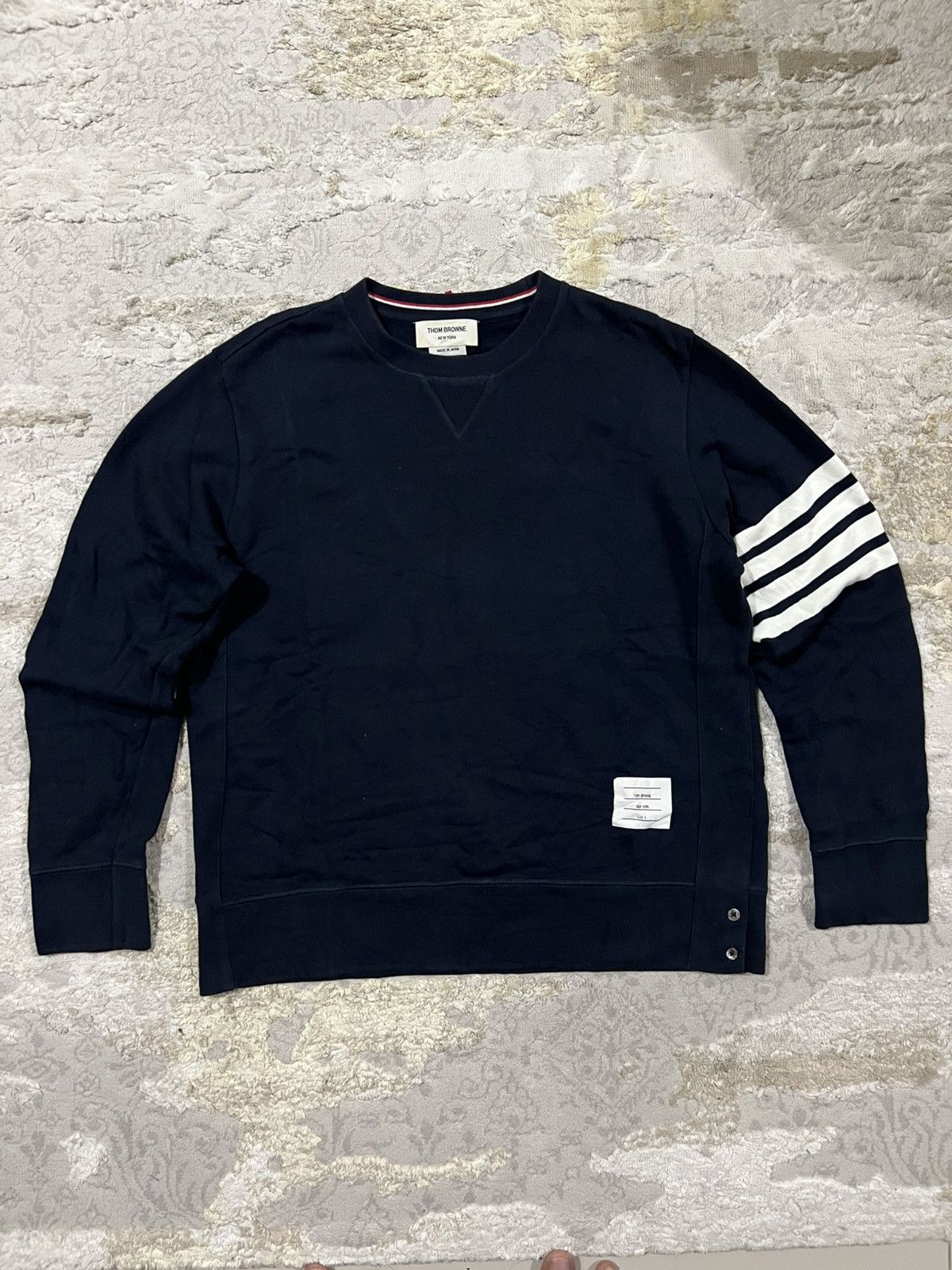 Thom Browne Iconic Thom Browne Classic Loopback 4-Bar Navy Sweatshirt Size US L / EU 52-54 / 3 - 3 Thumbnail
