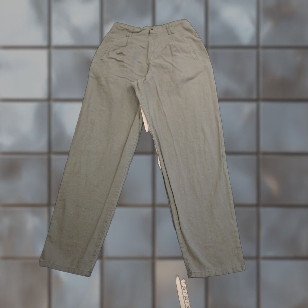 Gloria Vanderbilt Gloria Vanderbilt Pants 12 Womens Khaki Linen Blend Elastic Waist Tapered Leg Size 34" / US 12 / IT 48 - 1 Thumbnail