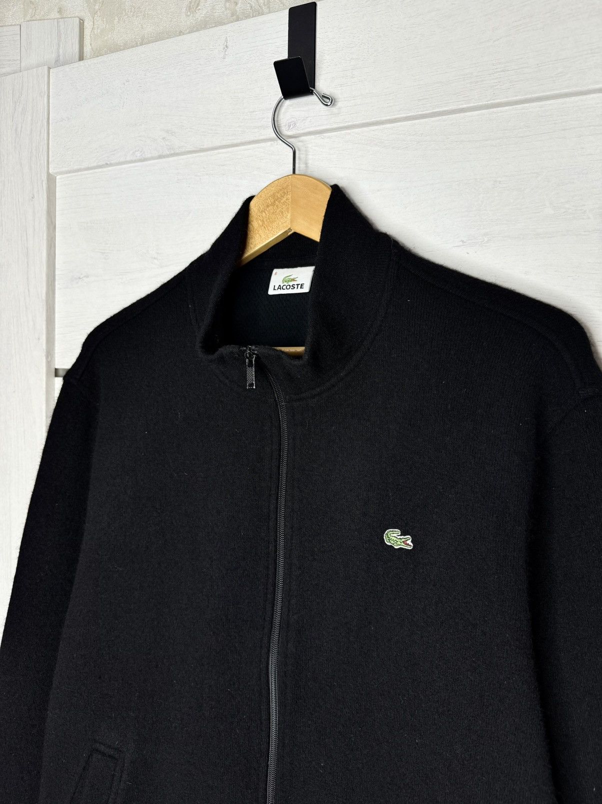 Lacoste Vintage Lacoste Wool Jacket Cardigan Black Old Money Y2K Size US XL / EU 56 / 4 - 2 Thumbnail