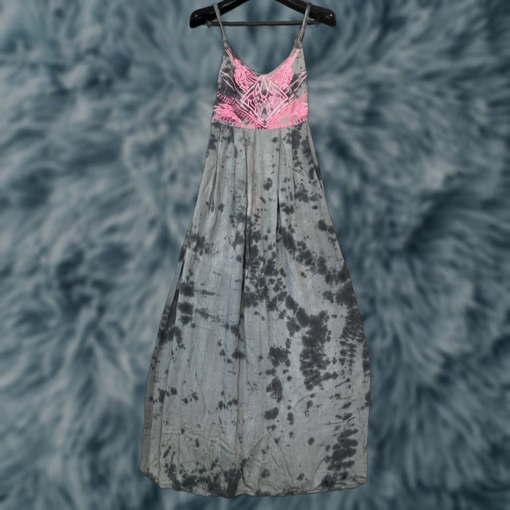 Vintage Japna Dress Womens M Embroidered Maxi Sleeveless Adjustable Straps 100% Rayon Size M / US 6-8 / IT 42-44 - 1 Thumbnail