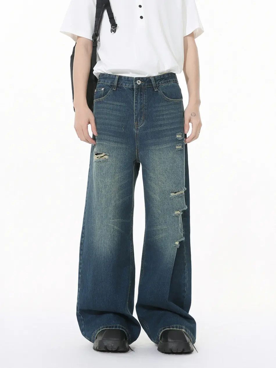 Japanese Brand Retro loose high street ripped jeans Size US 32 / EU 48 - 1 Thumbnail