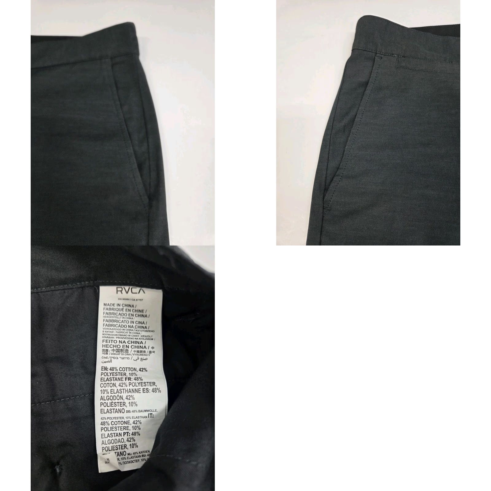 RVCA RVCA Mens Black Chino Shorts Pockets Back Pocket Zip Size 36/8" #7618 Size US 36 / EU 52 - 8 Thumbnail