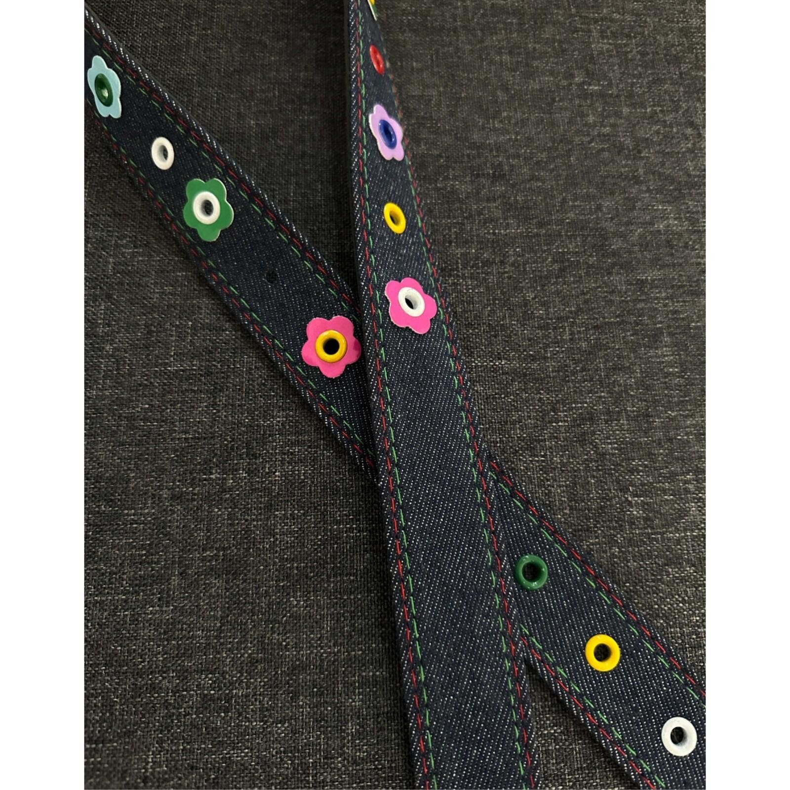 Other Blue Denim Floral Rivet Belt | Dopamine Y2K Street Size ONE SIZE - 4 Thumbnail