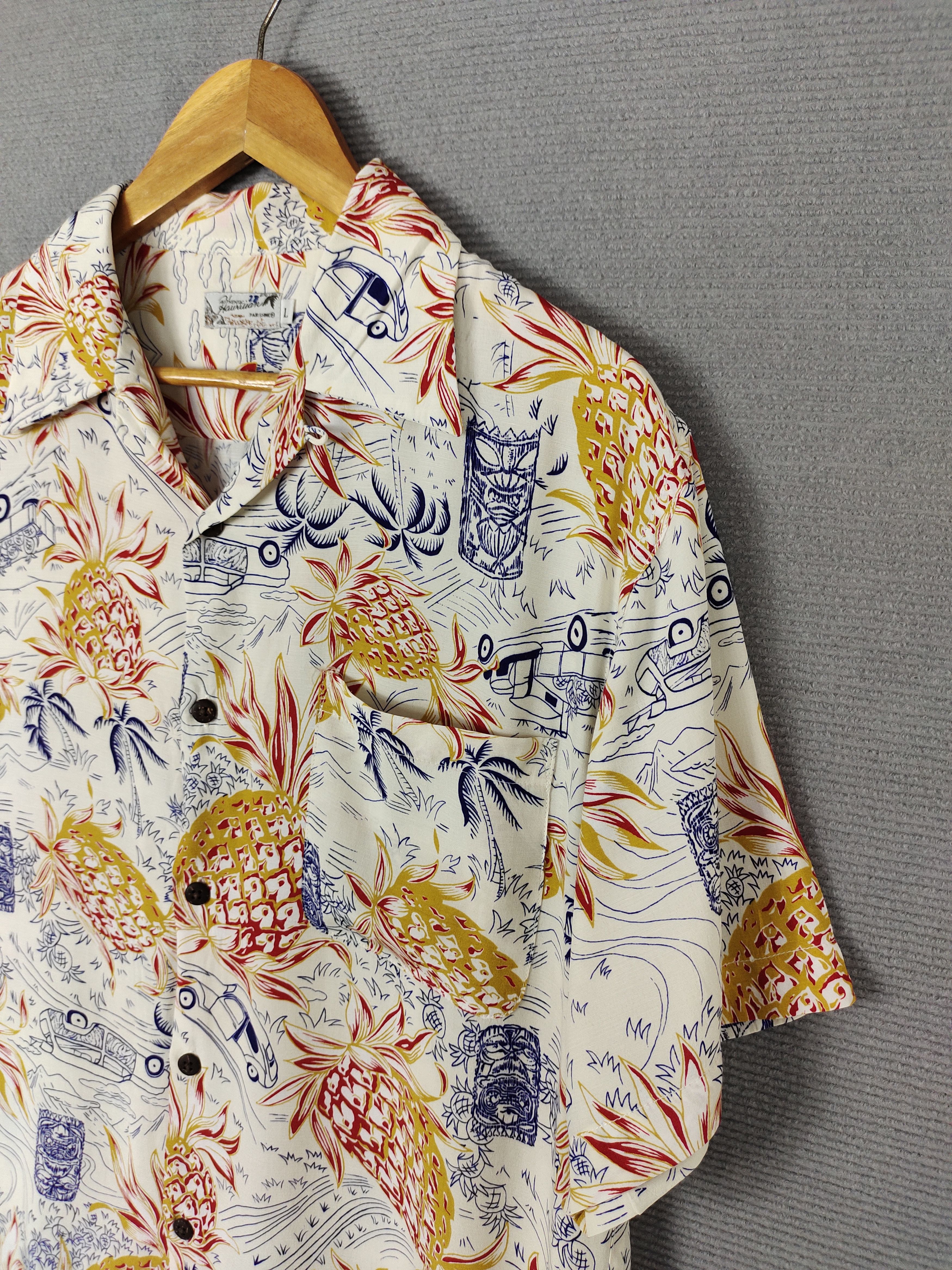 Sun Surf Japanese Hawaiian Pair Shine Pineapple Rayon Crepe Shirt Size US L / EU 52-54 / 3 - 2 Thumbnail