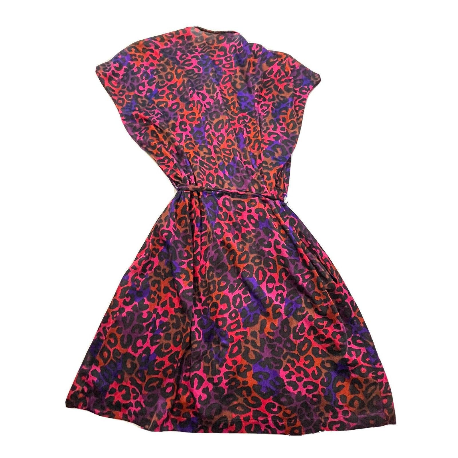 Vintage Second Skin Stretch Satin Vanity Fair Pink Leopard Robe Wome Size S / US 4 / IT 40 - 4 Thumbnail