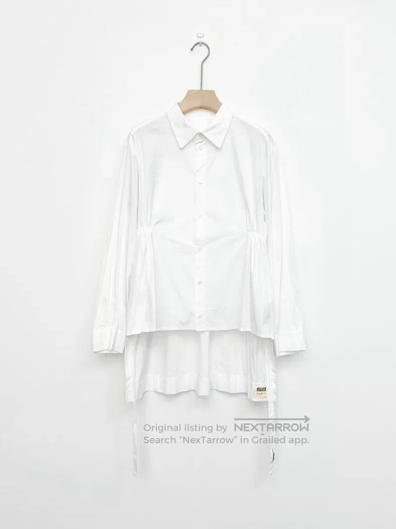 Yohji Yamamoto Yohji Yamamoto White shirred lace-up asymmetric silhouette Size US L / EU 52-54 / 3 - 1 Thumbnail