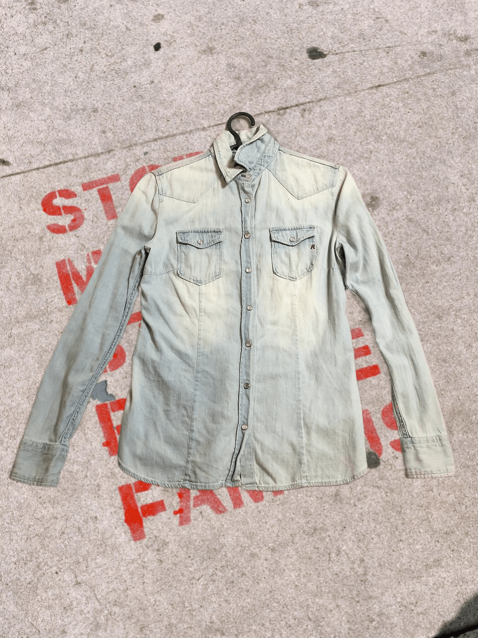 Replay REPLAY Denim Shirt Western Blue Distressed Size XS / US 0-2 / IT 36-38 - 1 Thumbnail