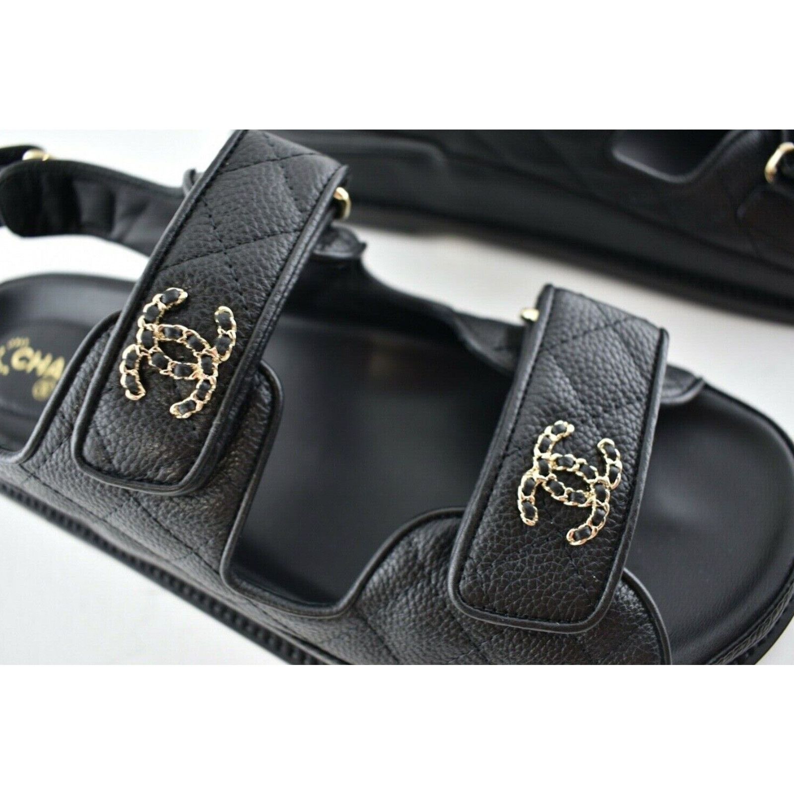Chanel Chanel REV Black Caviar Gold CC Logo Mule Slide Strap Flat Size US 6.5 / IT 36.5 - 5 Thumbnail