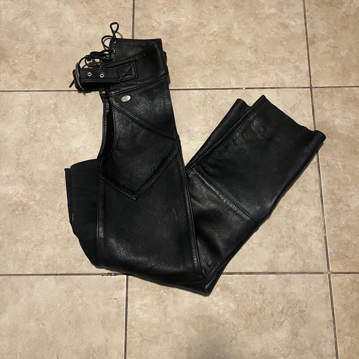 Harley Davidson × Leather Harley Davidson Made in USA 🇺🇸 Leather Chaps Size US 32 / EU 48 - 5 Thumbnail