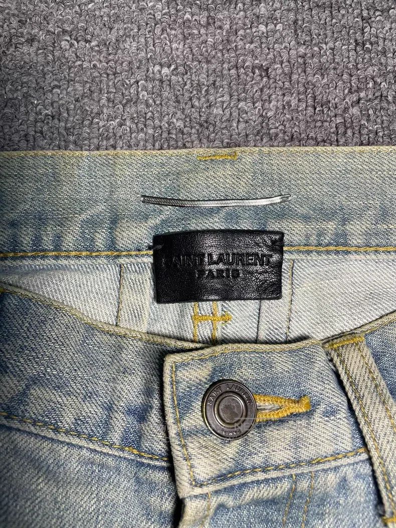 Saint Laurent Paris Saint Laurent Paris Ice Blue Washed Yellow Mud Stain Distr Size US 28 / EU 44 - 4 Thumbnail