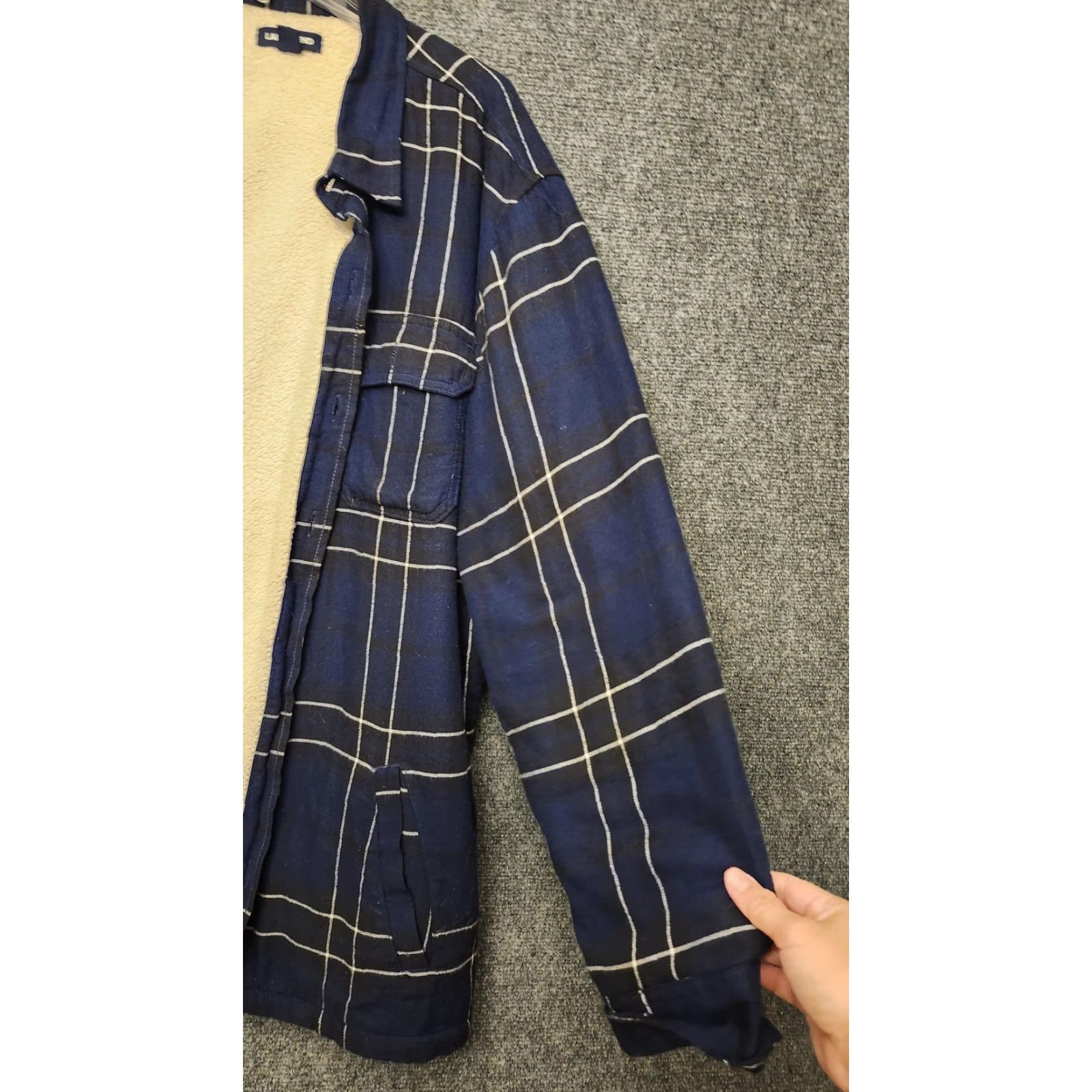Lands' End Lands' End Jacket Mens 2XL Blue Plaid Flannel Sherpa Lined Shirt Jacket Warm Size US XXL / EU 58 / 5 - 3 Thumbnail