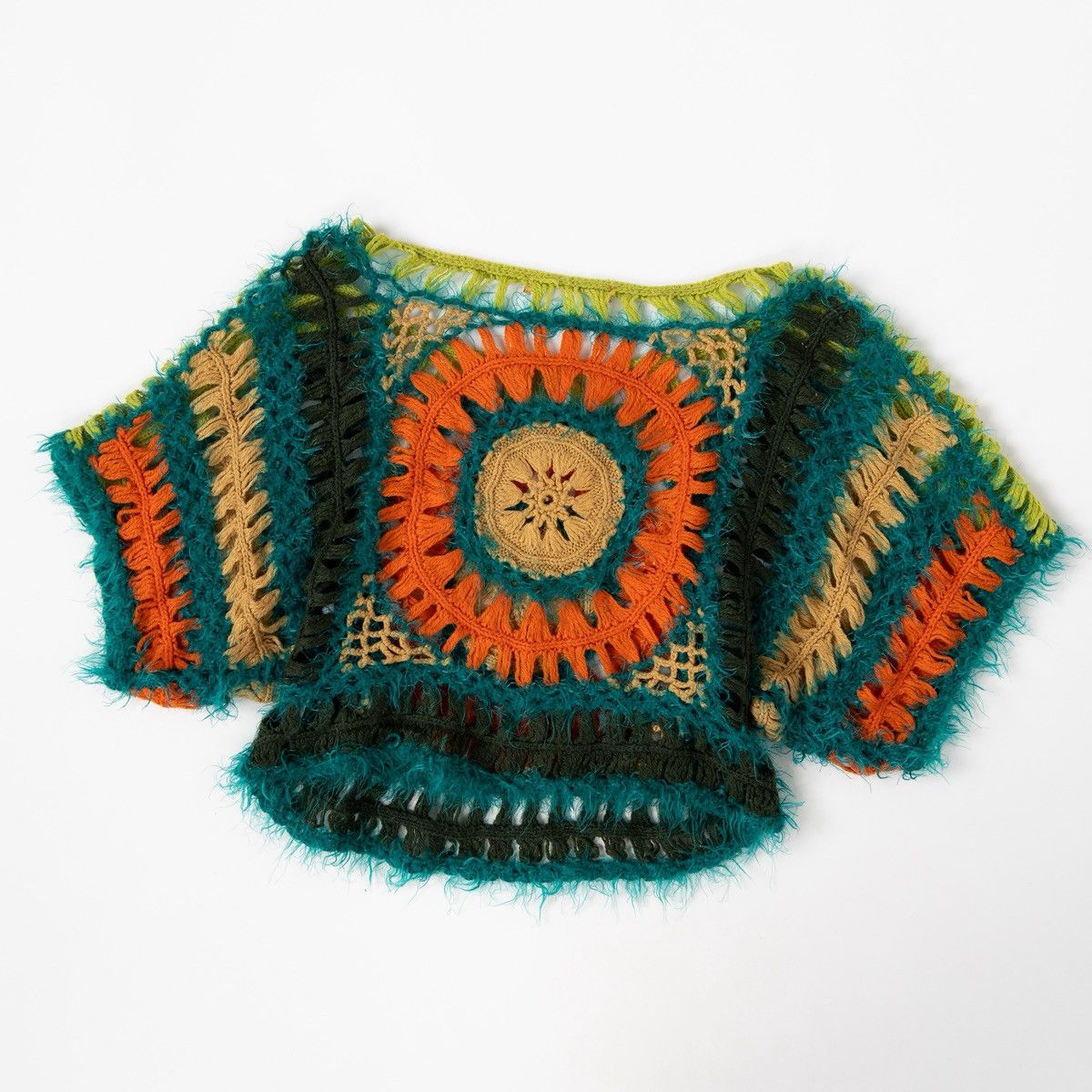 Vintage Grifflin Paris Crochet Knit Top Hippie Boho Cropped Sweater Size M / US 6-8 / IT 42-44 - 4 Thumbnail