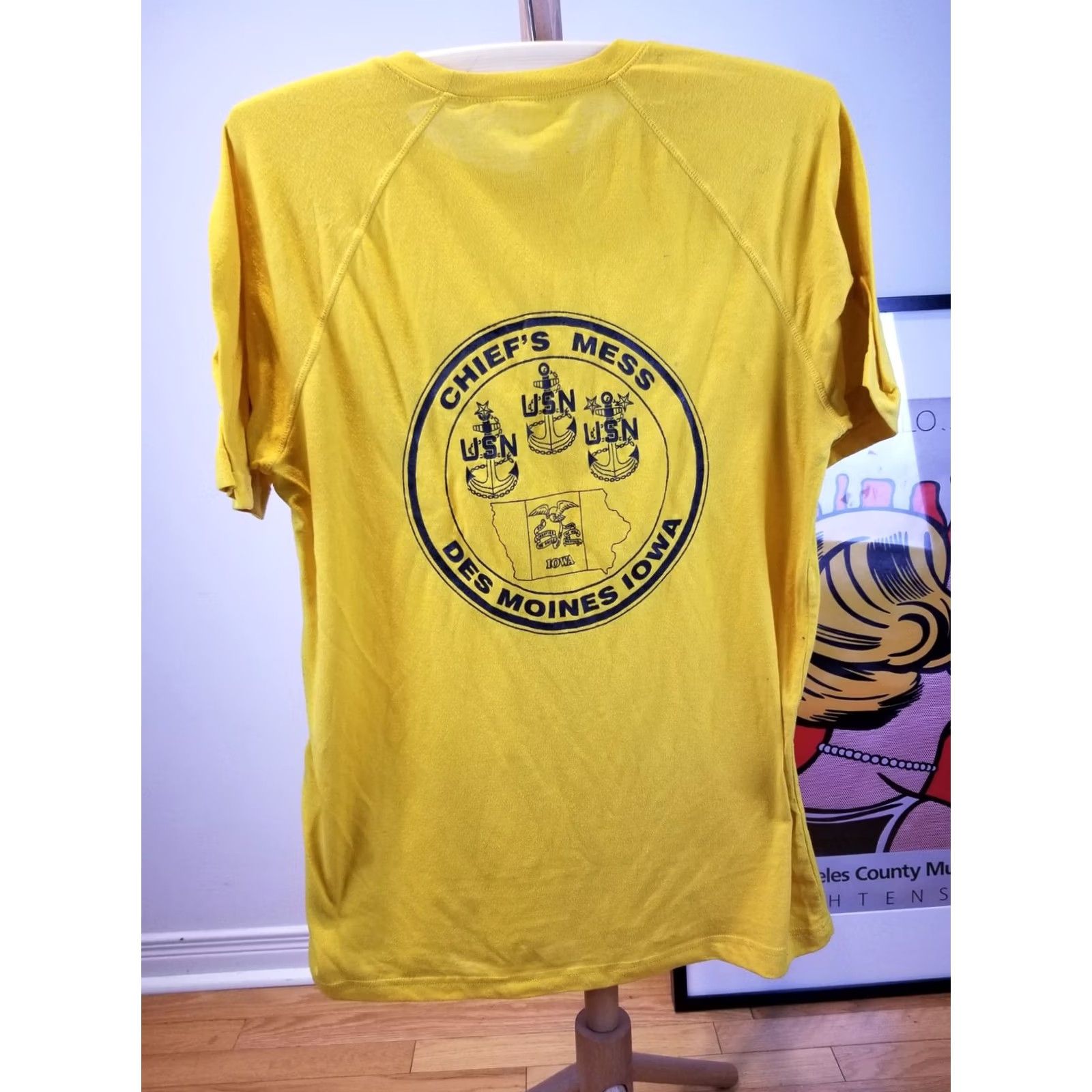 Vintage VINTAGE USN US NAVY YELLOW T-SHIRT CHIEF'S MESS DES MOINES IOWA SZ LARGE T-SHIRT Men Size US L / EU 52-54 / 3 - 4 Thumbnail