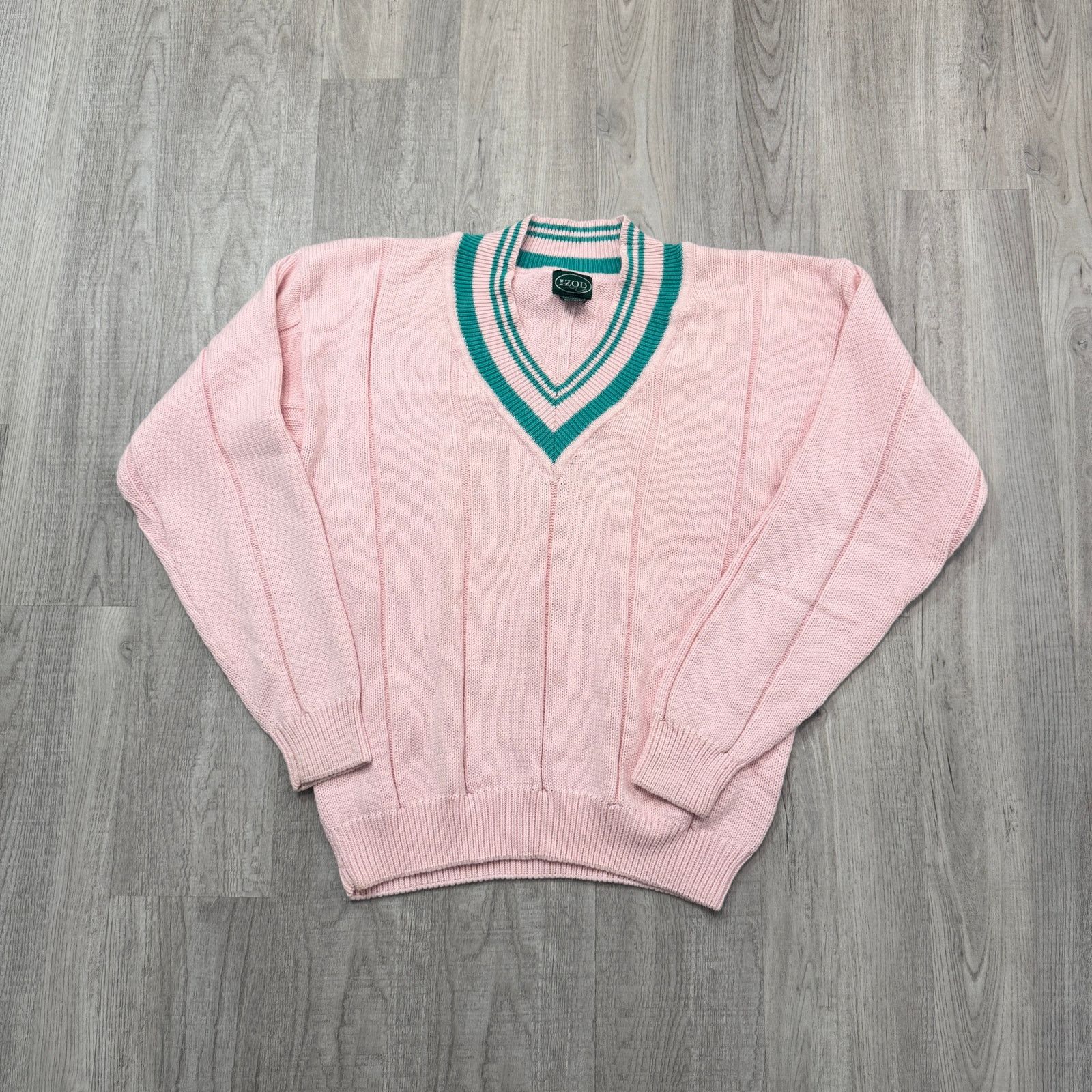 Izod Vintage Izod Sweater Men's Extra Large XL Pink Teal Striped Size US XL / EU 56 / 4 - 1 Thumbnail