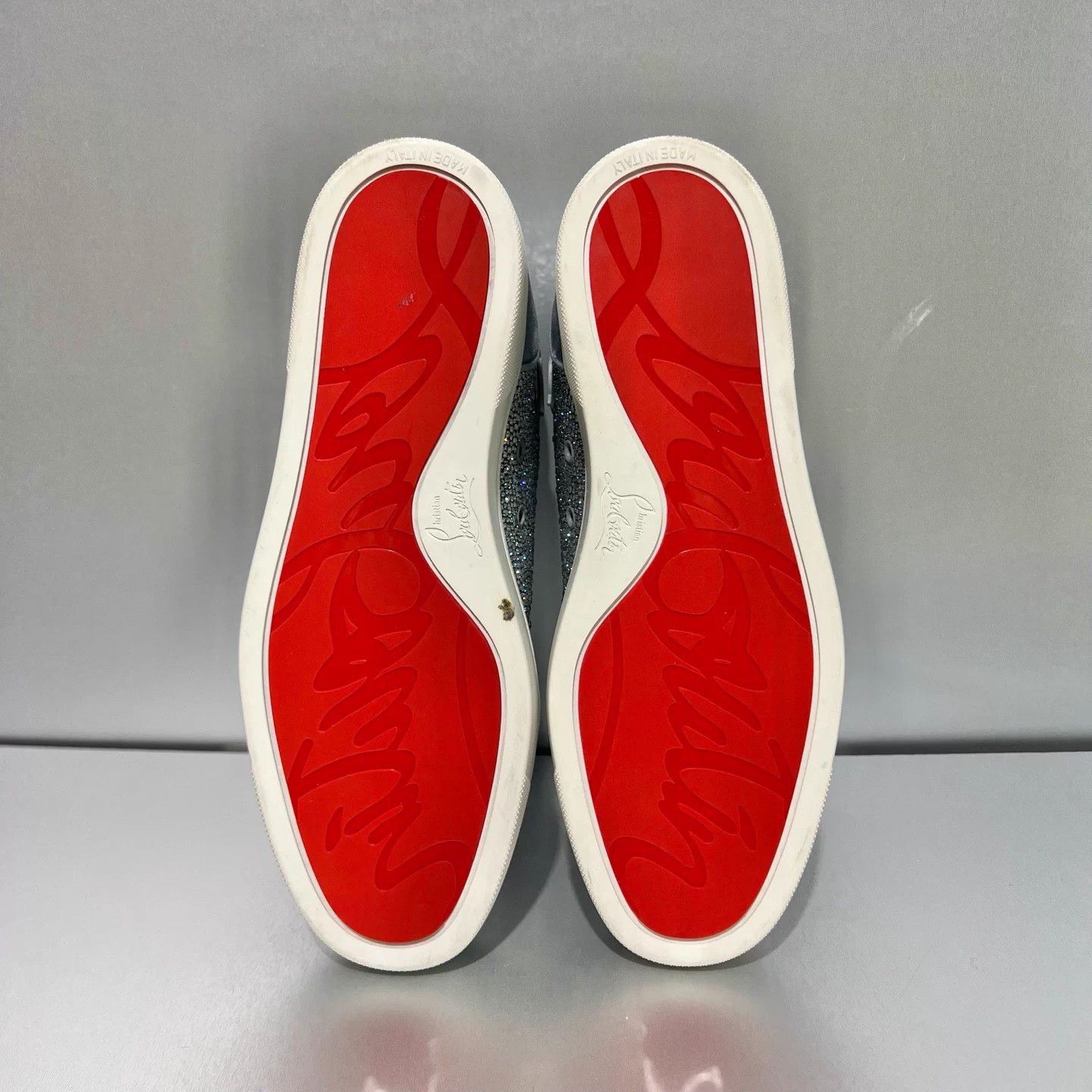 Christian Louboutin CL High-Top Silver Crystal Sneakers 41.5 EU Like New Size US 8.5 / EU 41-42 - 7 Thumbnail
