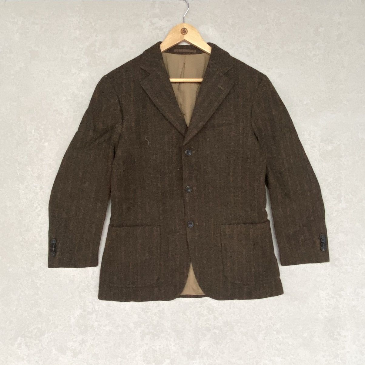 Vintage Brown Pinstripes Wool Blazer With A Preppy Size M
