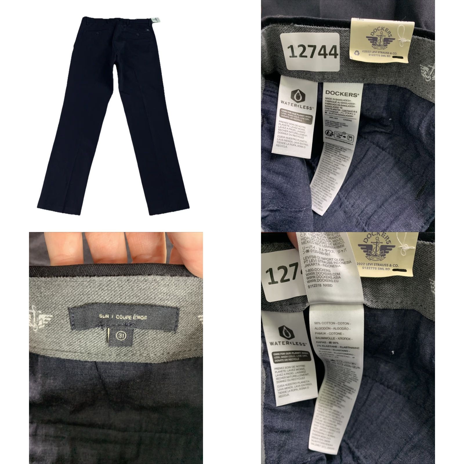 Dockers Dockers Black Slim Fit Easy Care Pants Mens 31 Khaki Pattern Solid Cotton Blend 32 Inseam 31 Waist City Preppy Mens Size US 31 - 8 Thumbnail