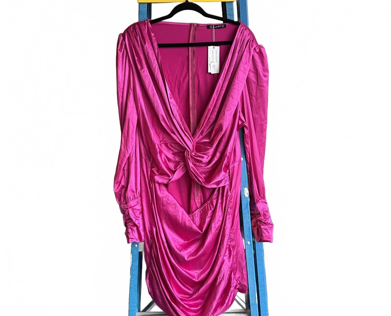 Designer Stylish Pink Draped Dress by Simple Pro - Plus Size Size 4XL / US 24-26 - 1 Thumbnail