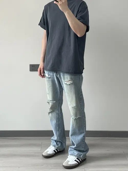 VIBE faded washed damaged grunge flared jeans Size US 28 / EU 44 - 3 Thumbnail