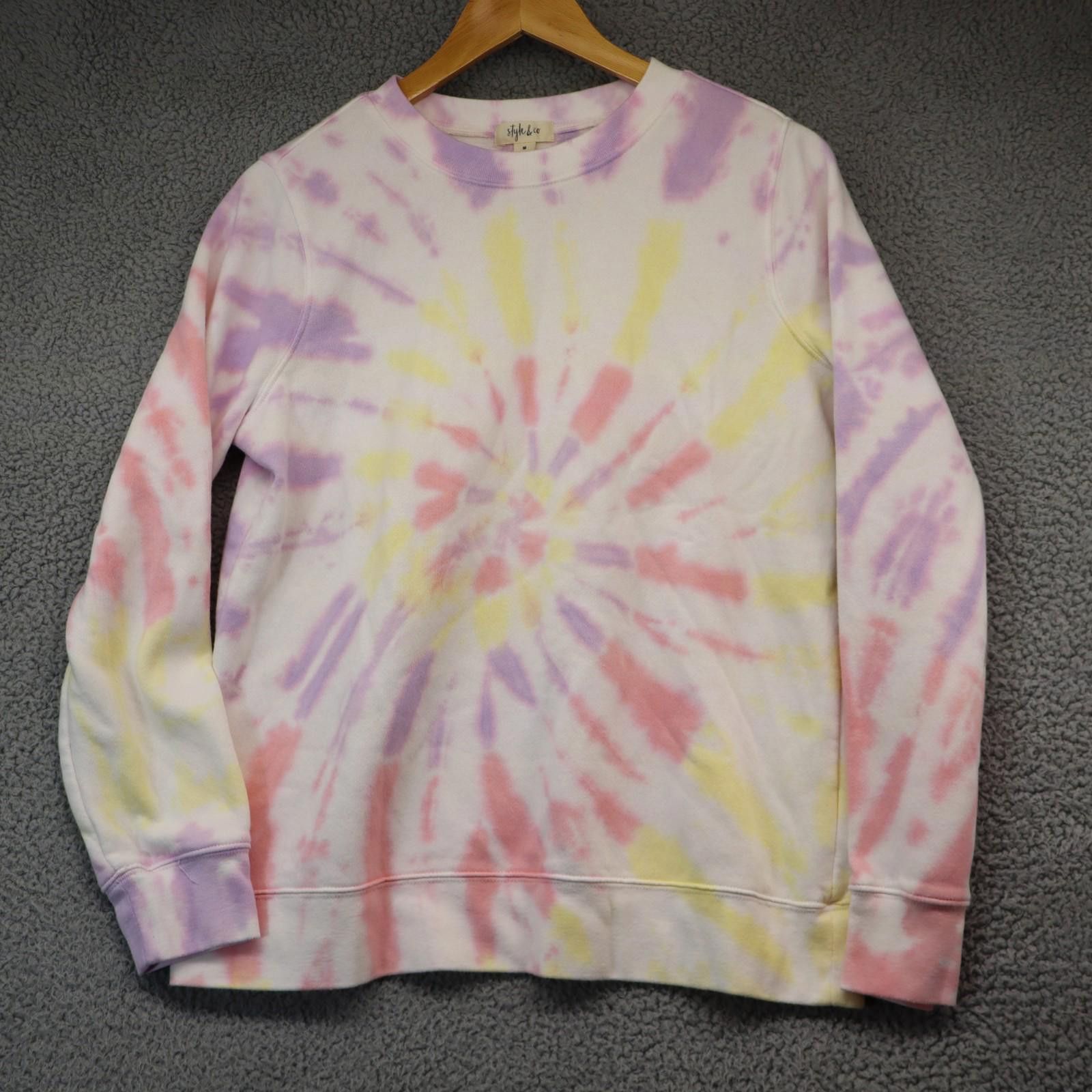 Style & Co Sweatshirt Women Medium Purple Tie Dye Crewneck Style & Co Size M / US 6-8 / IT 42-44 - 1 Thumbnail