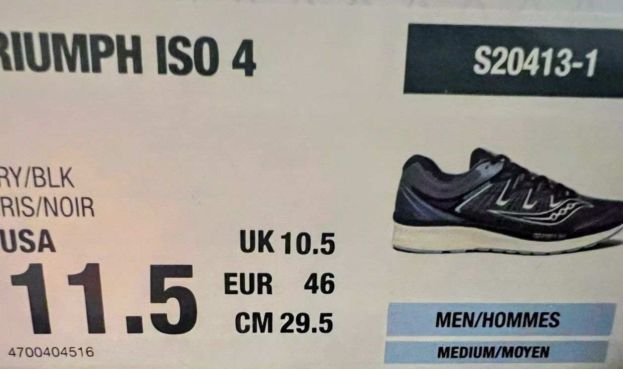 Saucony NEW SAUCONY IOS 4 GRY/BLK MENS 11.5 SNEAKERS Size US 11.5 / EU 44-45 - 7 Thumbnail