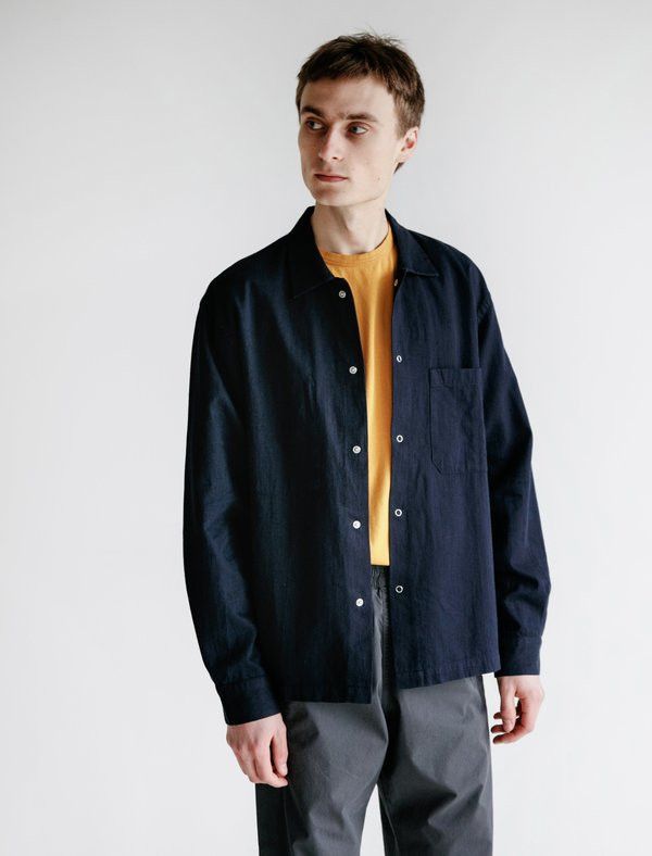 Margaret Howell Margaret Howell MHL Factory Linen Shirt Navy Size US M / EU 48-50 / 2 - 1 Thumbnail