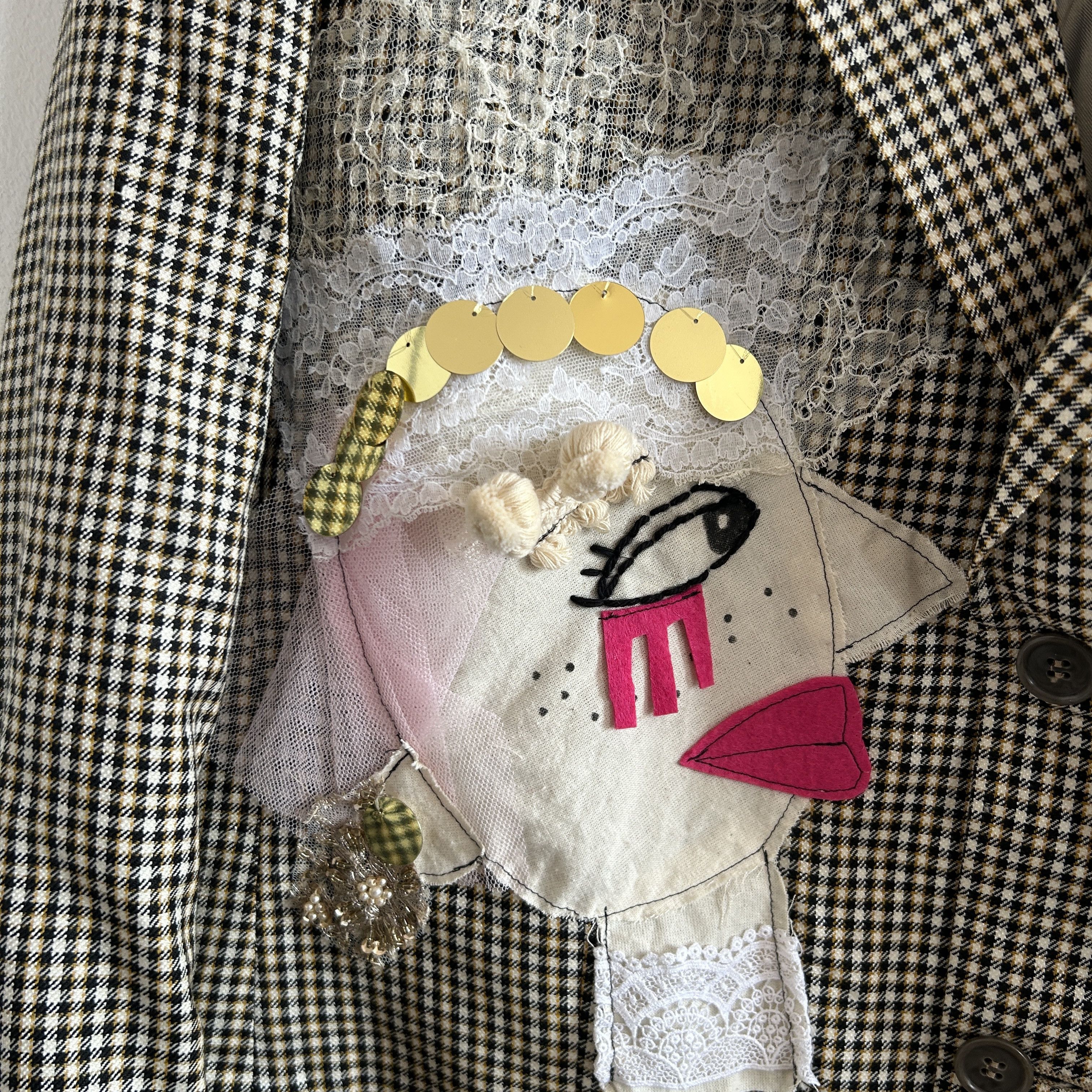 Custommade OOAK Wearable Art Bridal Inspired Patchwork Blazer Size XXL / US 16-18 / IT 52-54 - 17 Thumbnail