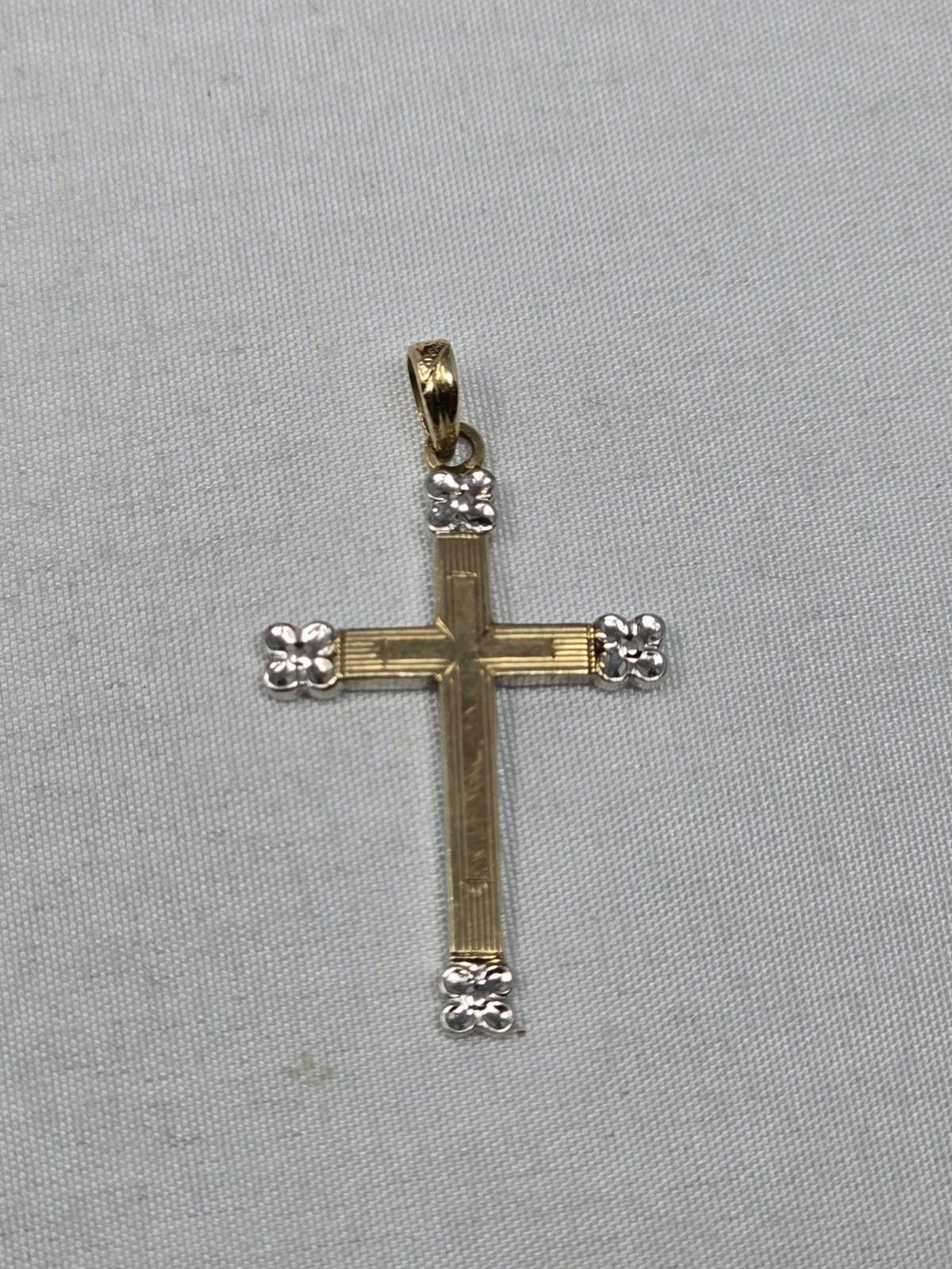 Other ​Vtg Esemco 10k Two-Tone Gold Floral Cross Pendant Size ONE SIZE - 1 Thumbnail