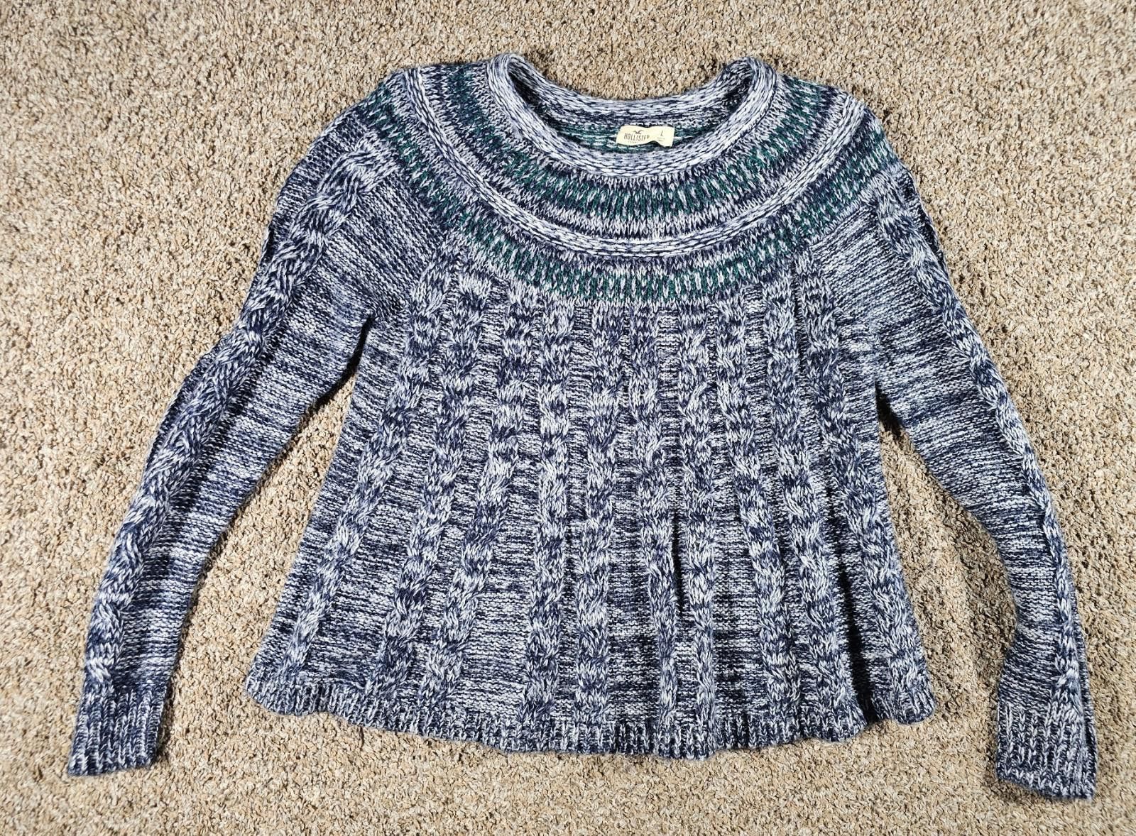 Hollister Hollister L Blue Cable Knit Sweater Size L / US 10 / IT 46 - 1 Thumbnail