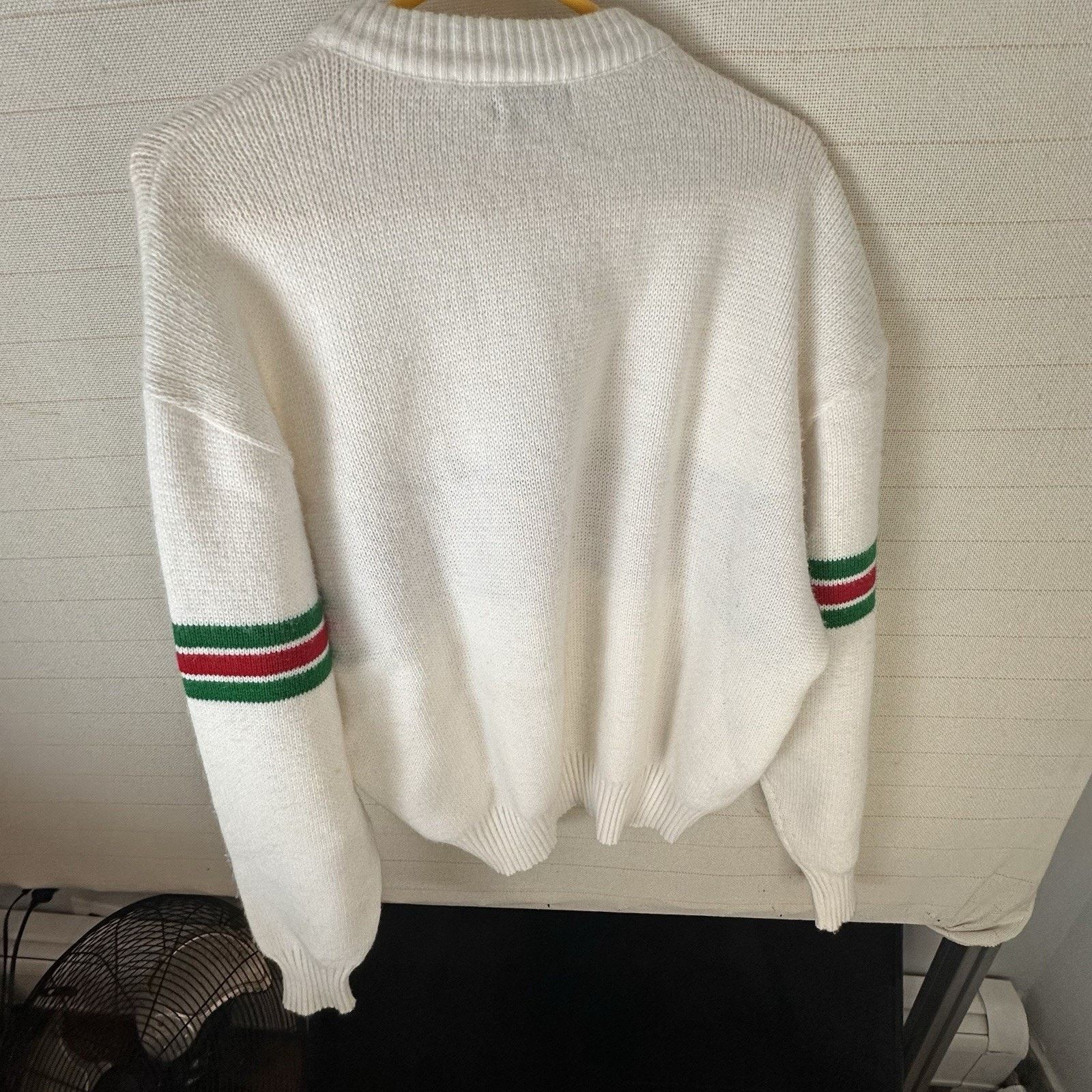 Other Wear a Knit- White Knit Sweater with Green & Red Pontes Size US XL / EU 56 / 4 - 4 Thumbnail