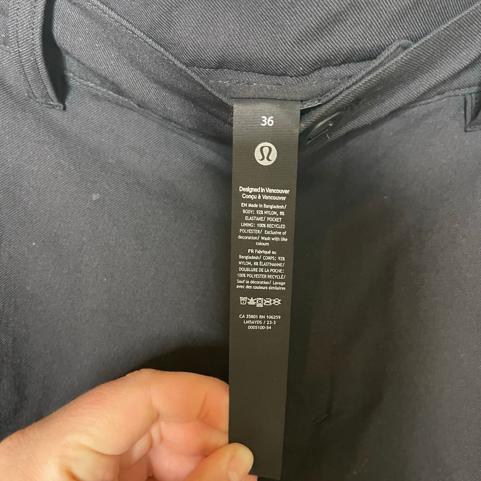 Lululemon Lululemon Men Black ABC Slim-Fit 5 Pocket Pant 36x28 Size US 36 / EU 52 - 2 Thumbnail