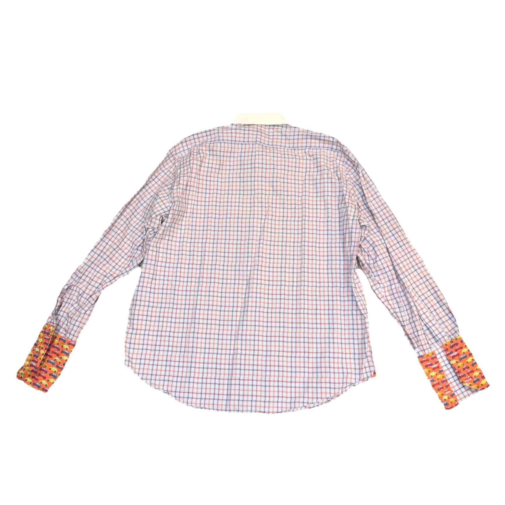 Robert Graham Robert Graham Shirt Men’s Adult XL Blue Orange Windowpane Plaid Long Sleeve Button-Up Collar-Down Embroidered Flip Cuff Size US XL / EU 56 / 4 - 3 Thumbnail