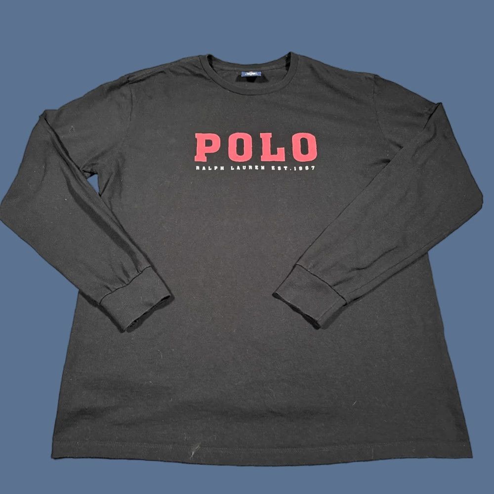 Polo Ralph Lauren VINTAGE Polo Ralph Lauren Shirt Mens Large Crew Neck Long Sleeve 90s Sports Logo Polo Sport Black Size US L / EU 52-54 / 3 - 1 Thumbnail