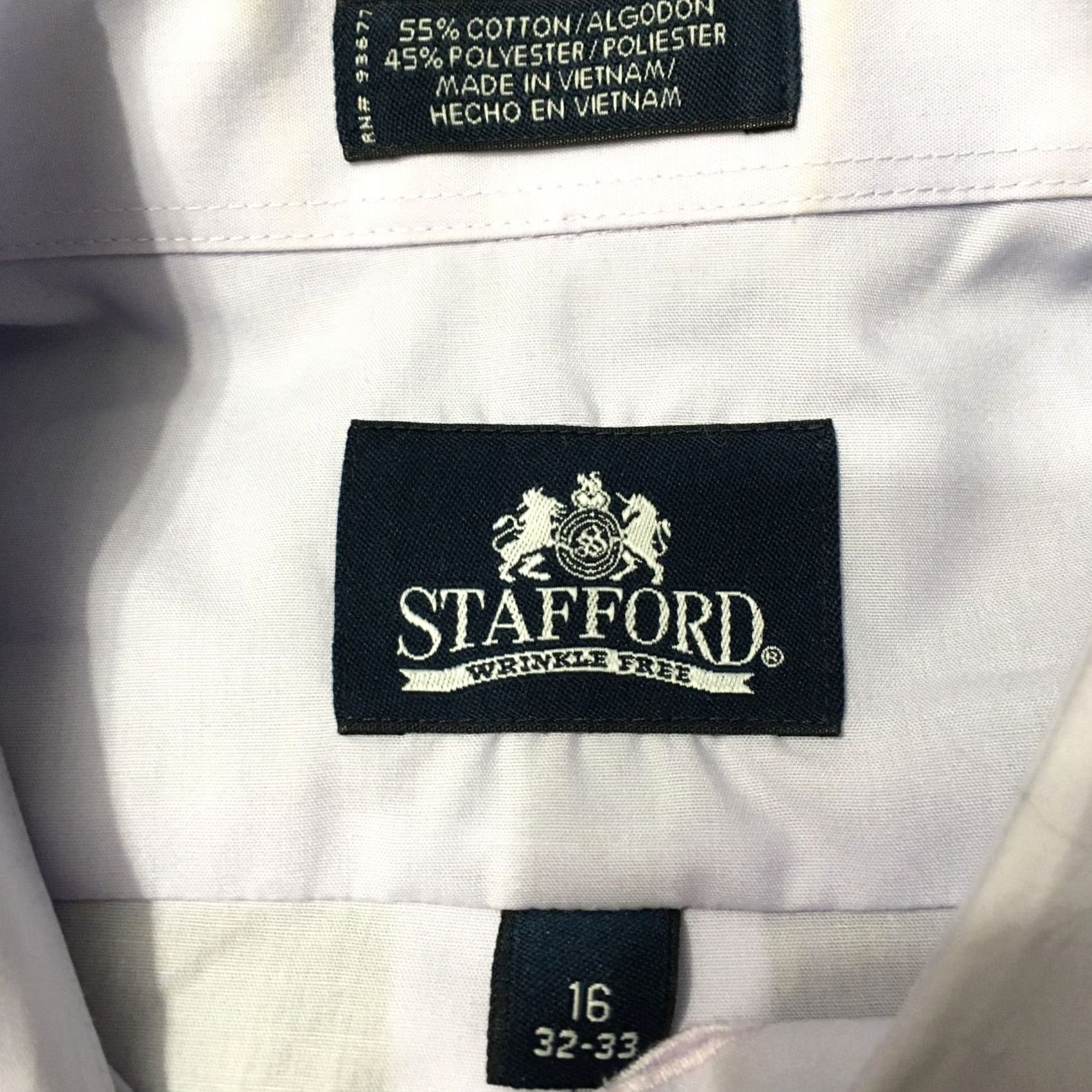 Stafford Stafford Shirt Mens 16 32-33 Wrinkle Free Button Down light colored lavender Size US L / EU 52-54 / 3 - 3 Thumbnail