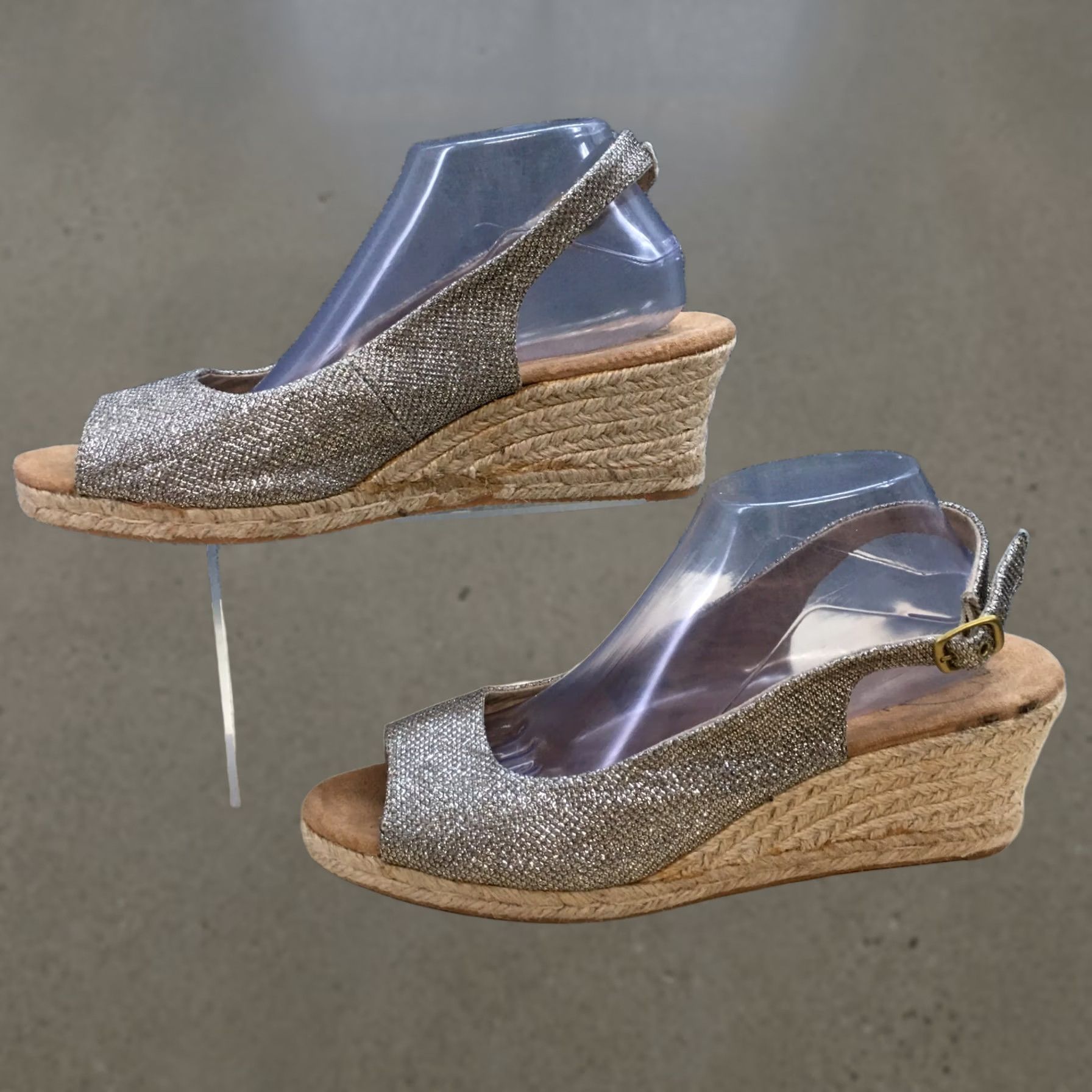 Vintage White Mountain Sandals Womens 11 M Schmoozy Espadrille Wedge Slingback Gold Size US 11 / IT 41 - 1 Thumbnail