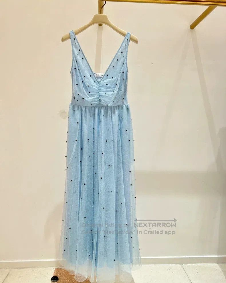 Valentino Valentino Light blue polka dot lace mesh skirt Size M / US 6-8 / IT 42-44 - 3 Thumbnail