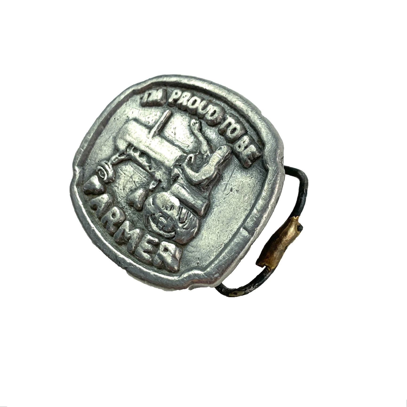 Vintage VINTAGE I'm Proud To Be A Farmer Pewter Tractor Hand Cast Metal Belt Buckle Men Wester n Buckle Size ONE SIZE - 4 Thumbnail