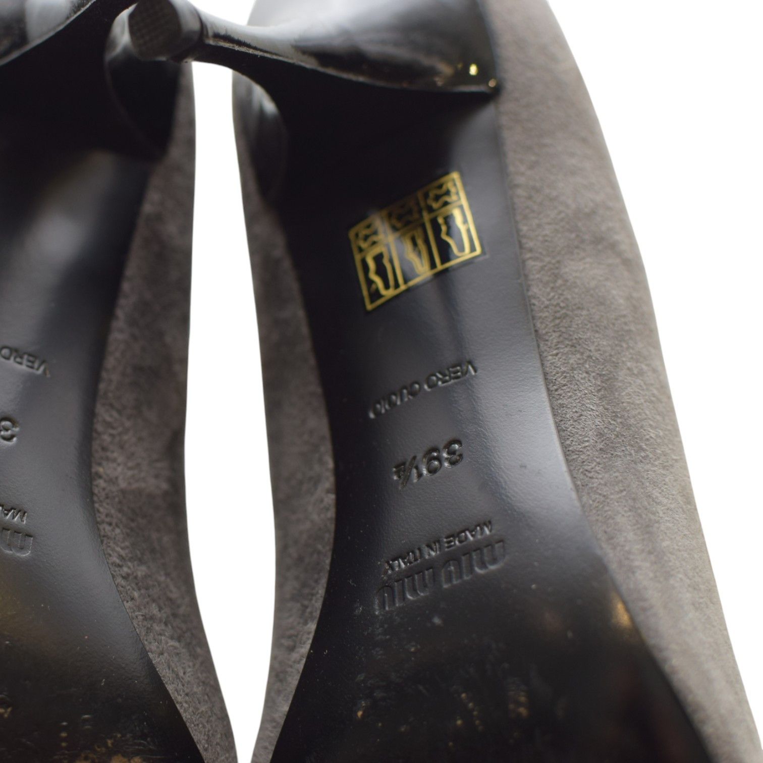 Miu Miu Miu Miu Suede Bow Pumps–Gray with Black Patent Cap Toe Size US 9.5 / IT 39.5 - 12 Thumbnail
